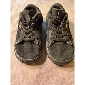 Puma Suede Toddler Black Gold Confetti Glitter Sole Sneakers Low Top Shoes 0113